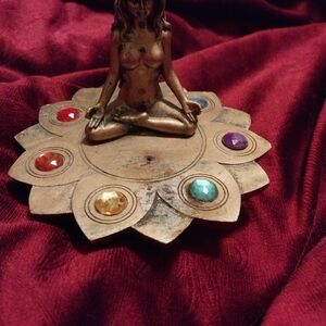 Chakra Meditation Statue with Gem Accents
